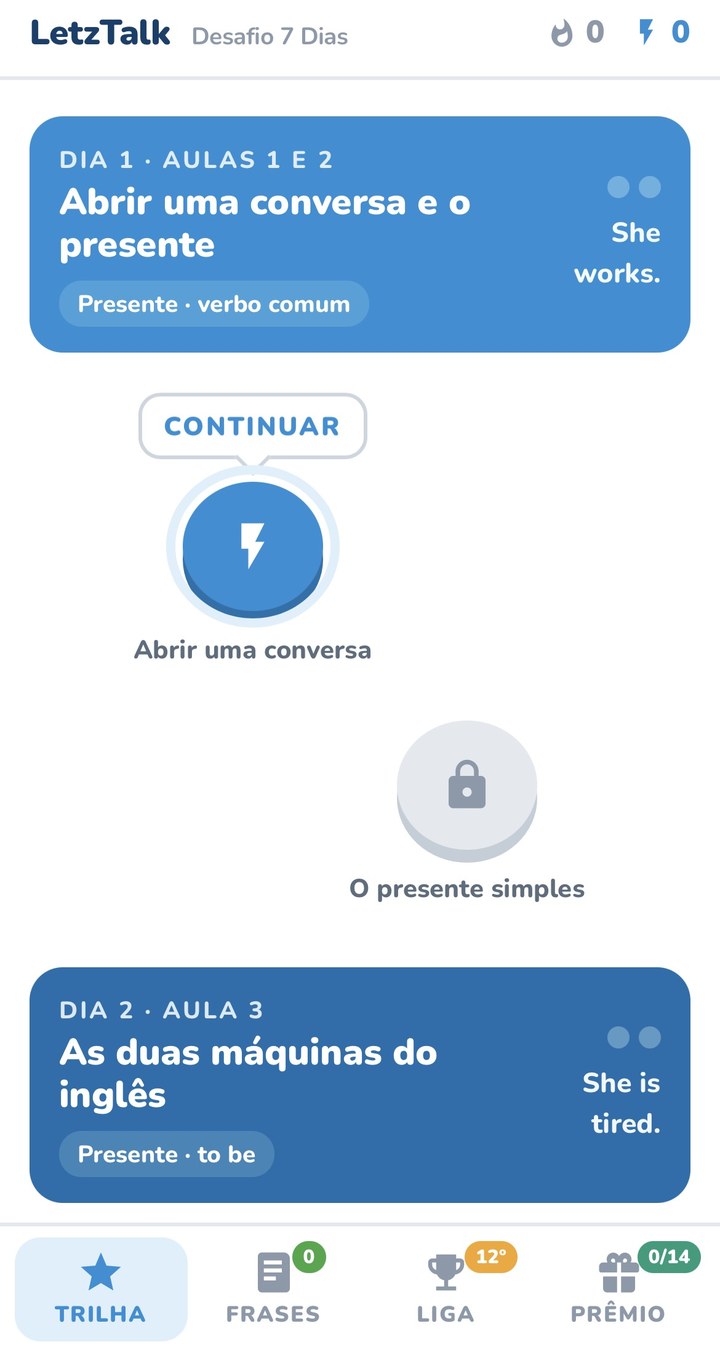 App de exercícios do Desafio 7 Dias: trilha com os dias e as sessões